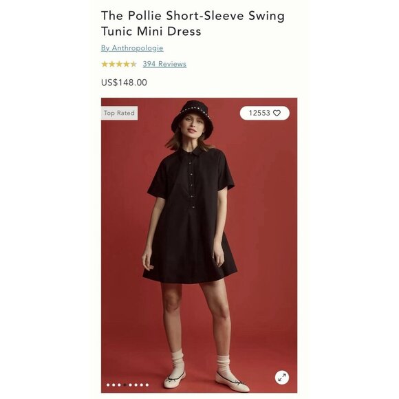 NWT Size S - The Pollie Short-Sleeve Swing Tunic Mini Dress Navy (100% Cotton) - Picture 16 of 16